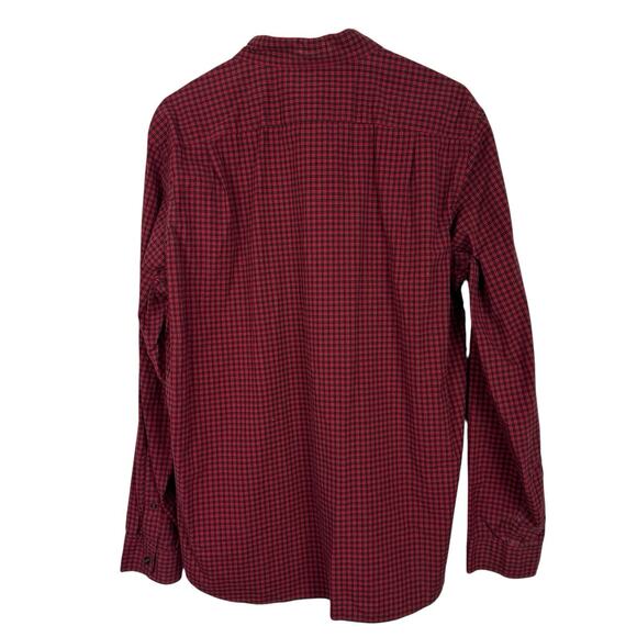 J Crew Shirt Mens Large Red Black Gingham Check 2-Ply Cotton Long Sleeve Classic - Picture 2 of 10